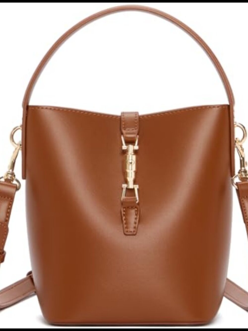 Small Bucket Bag Crossbody Purse Vegan Leather Suede Detachable Strap